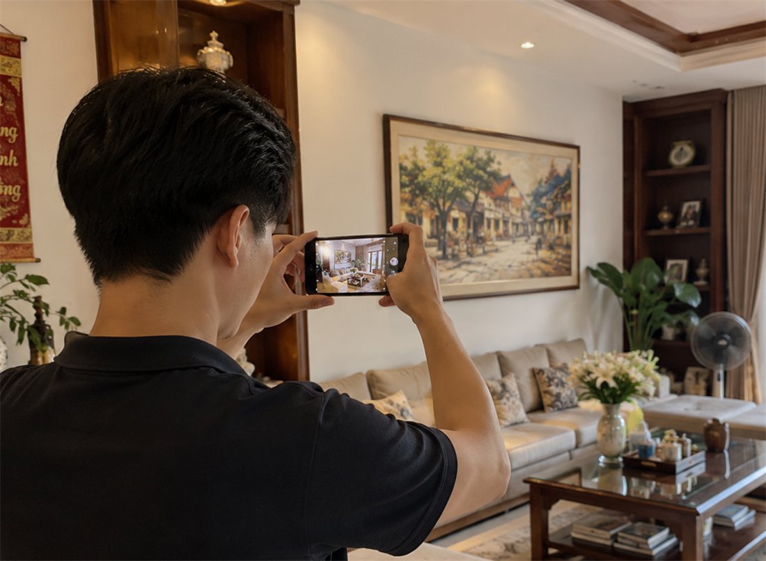 Dùng điện thoại chụp lại căn phòng muốn đổi màu